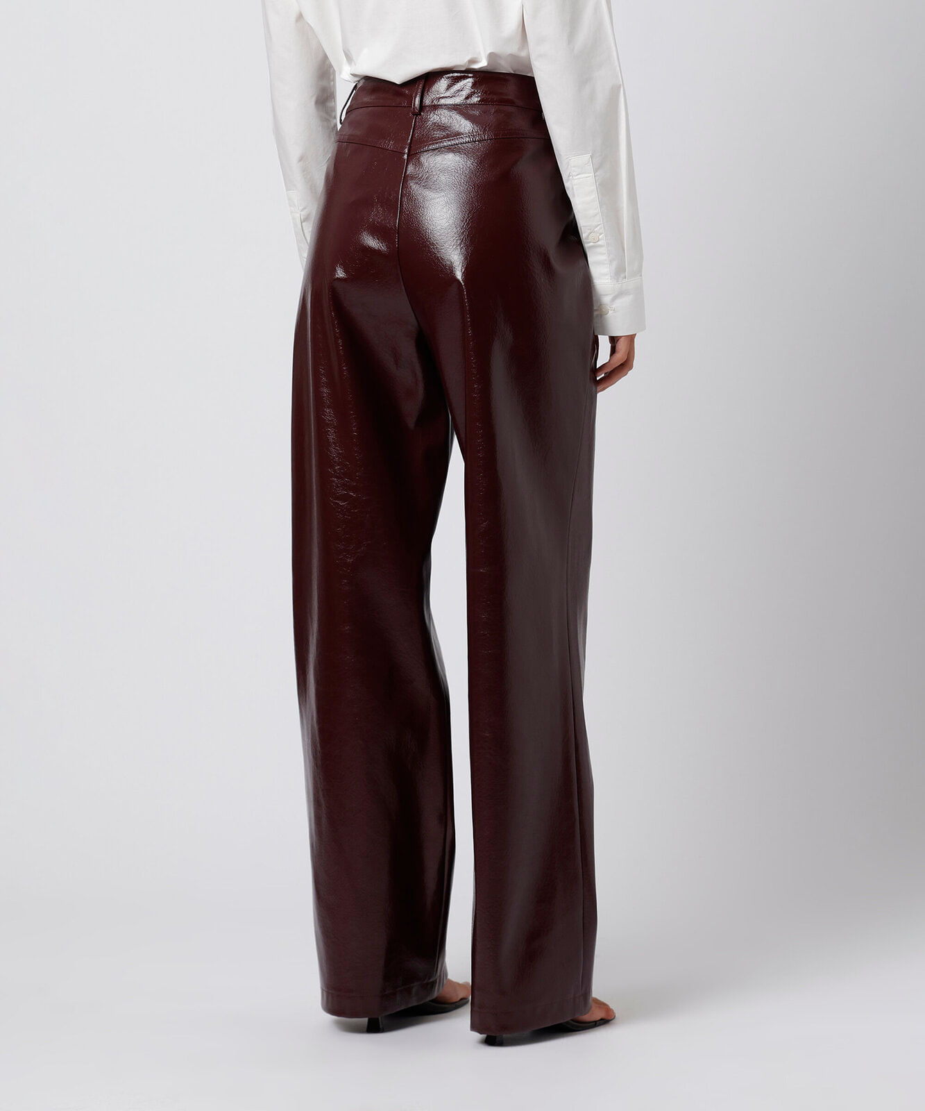 calça reta de feminina poliuretano texturizada mindset vinho