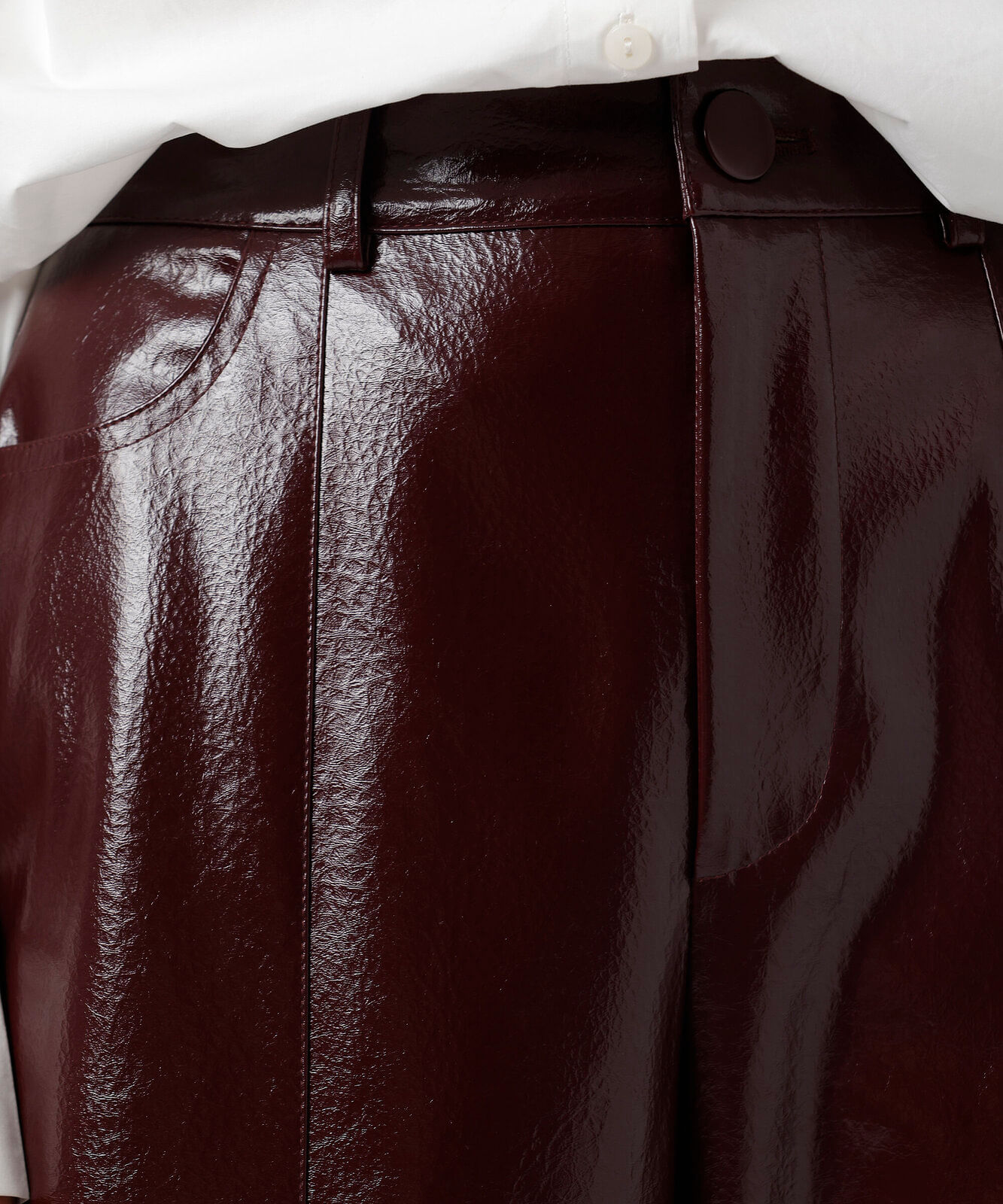 calça reta de feminina poliuretano texturizada mindset vinho
