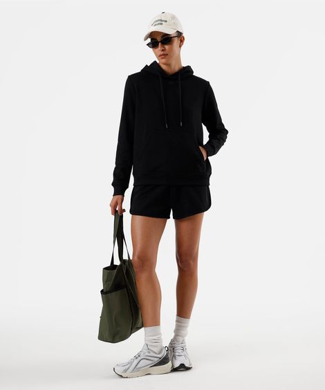 short de moletom cintura média esportivo ace - preto