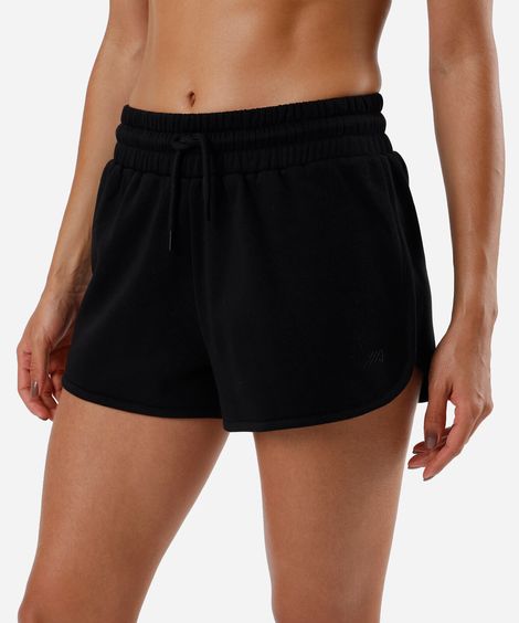 short de moletom cintura média esportivo ace - preto