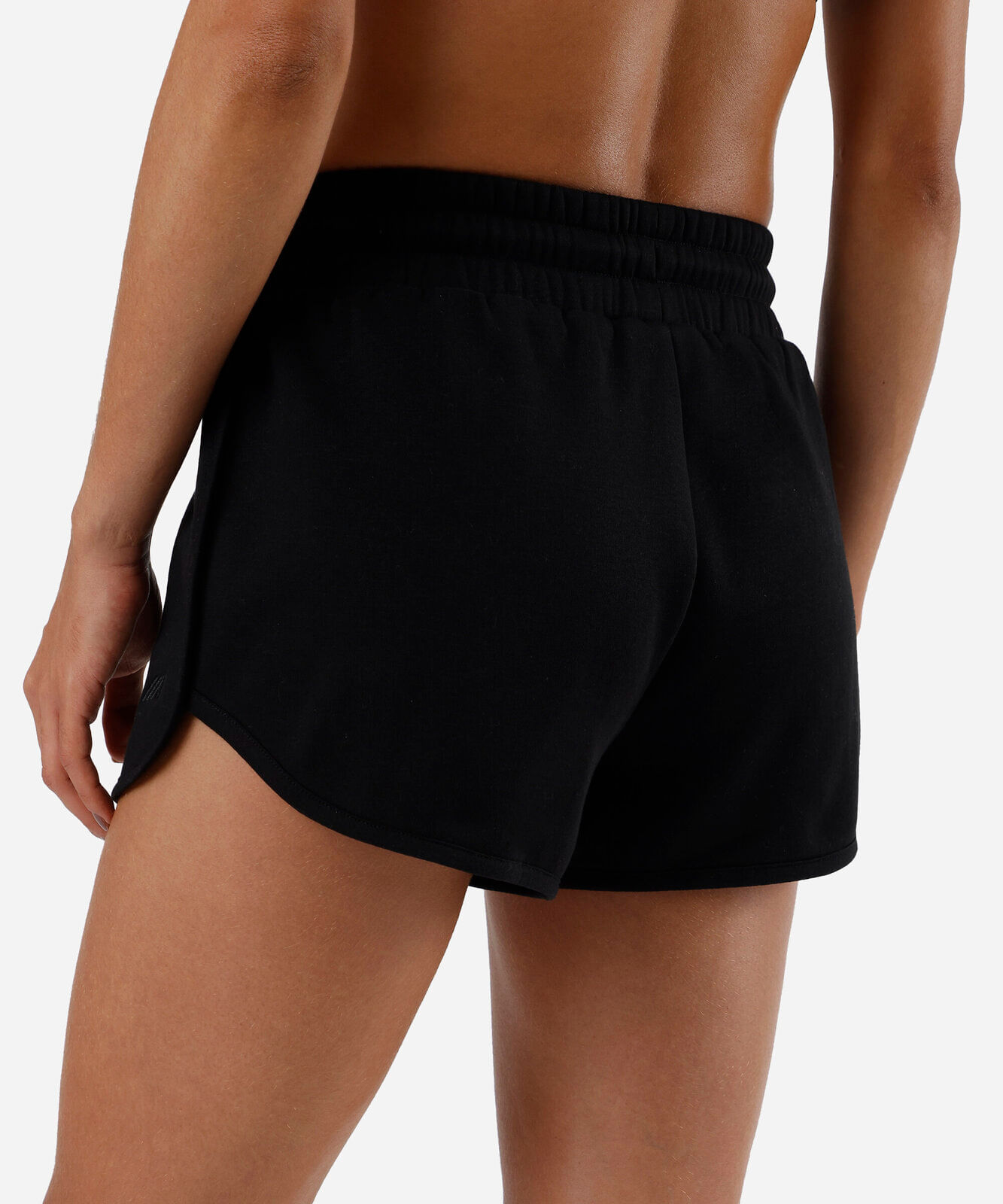 short de moletom cintura média esportivo - preto
