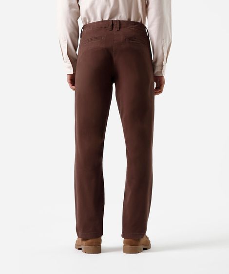 calça slim chino masculina de sarja marrom