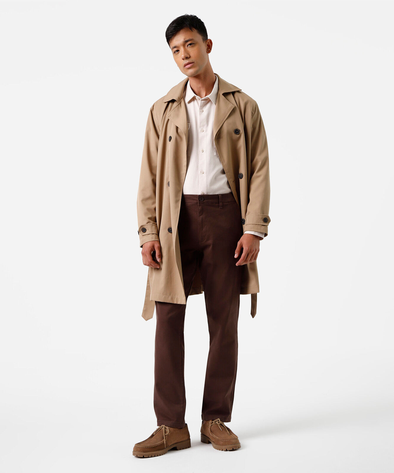 calça slim chino masculina de sarja marrom