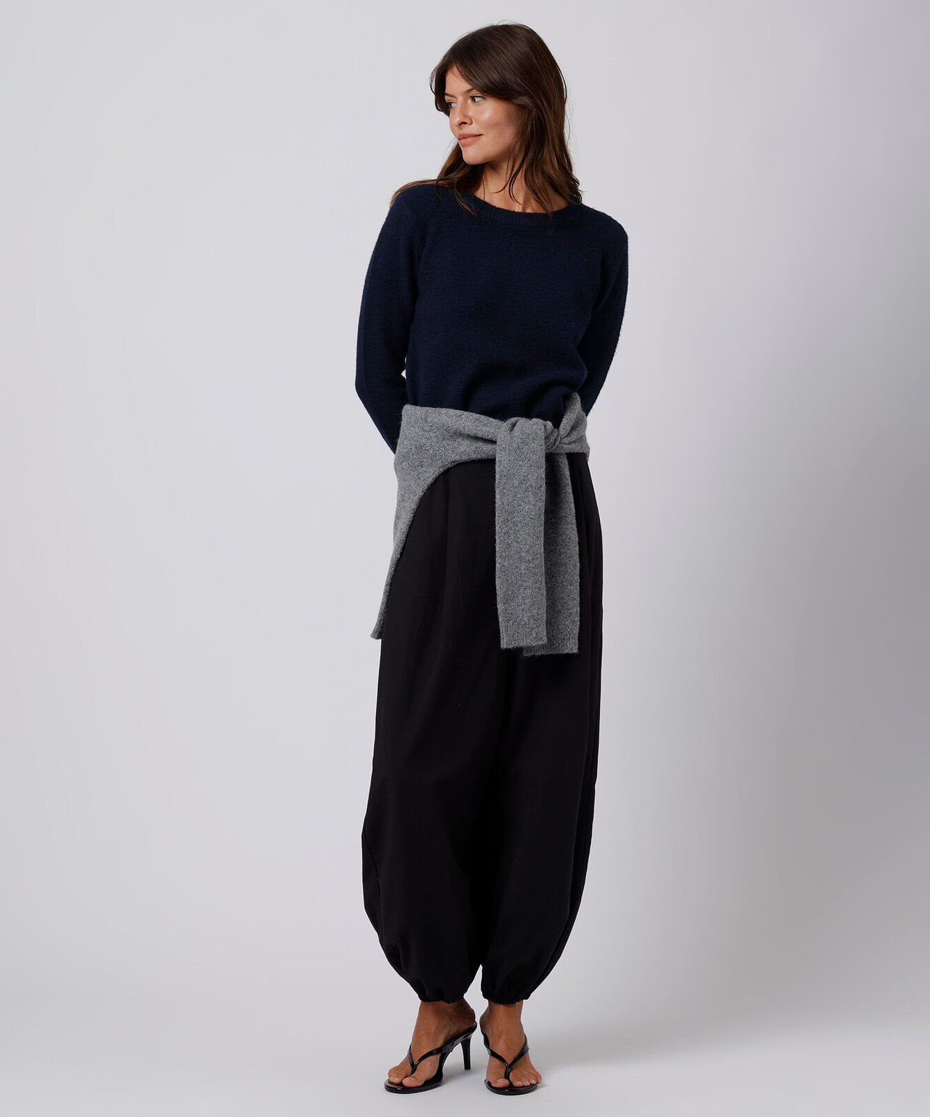 suéter feminino de tricot gola redonda mindset azul