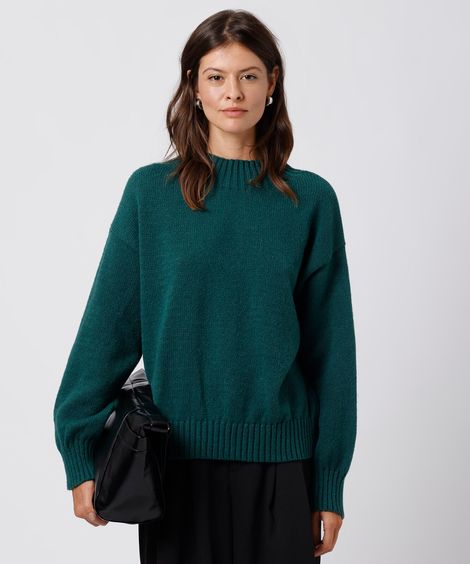 suéter feminino de tricot gola alta mindset verde