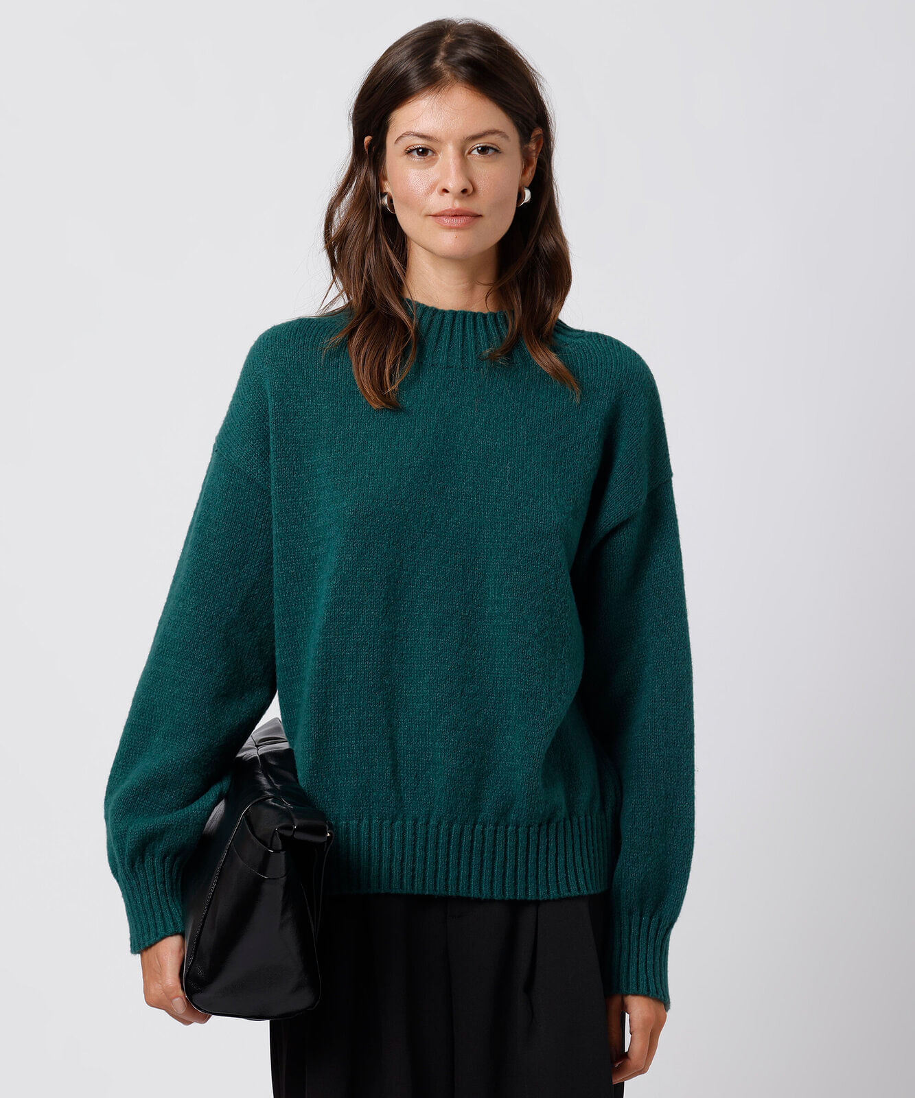 suéter feminino de tricot gola alta mindset verde