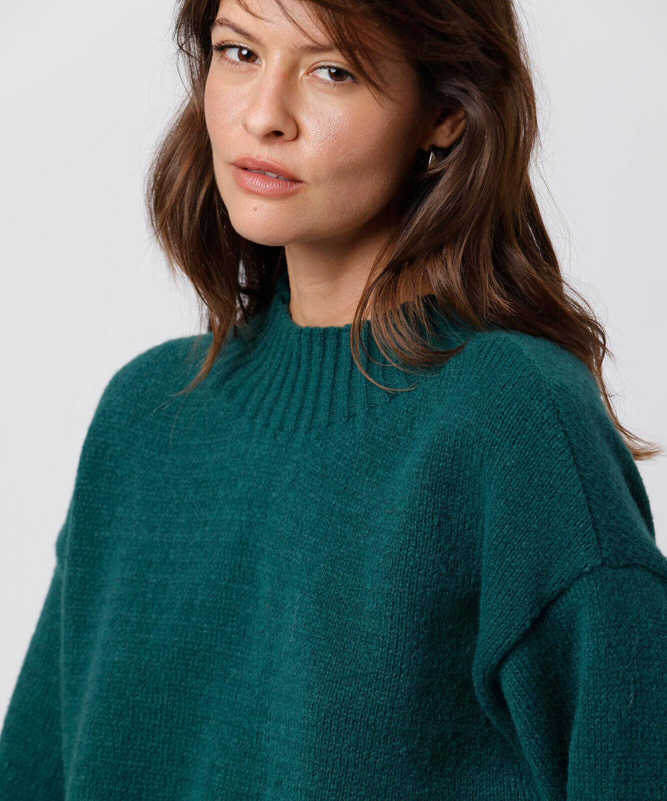 suéter feminino de tricot gola alta mindset verde