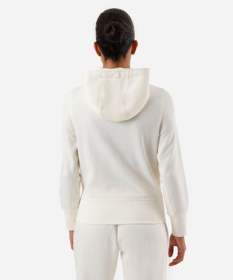 jaqueta feminina de moletom esportiva ace com capuz off white