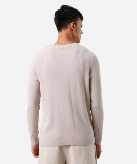 suéter masculino de tricot texturizado bege