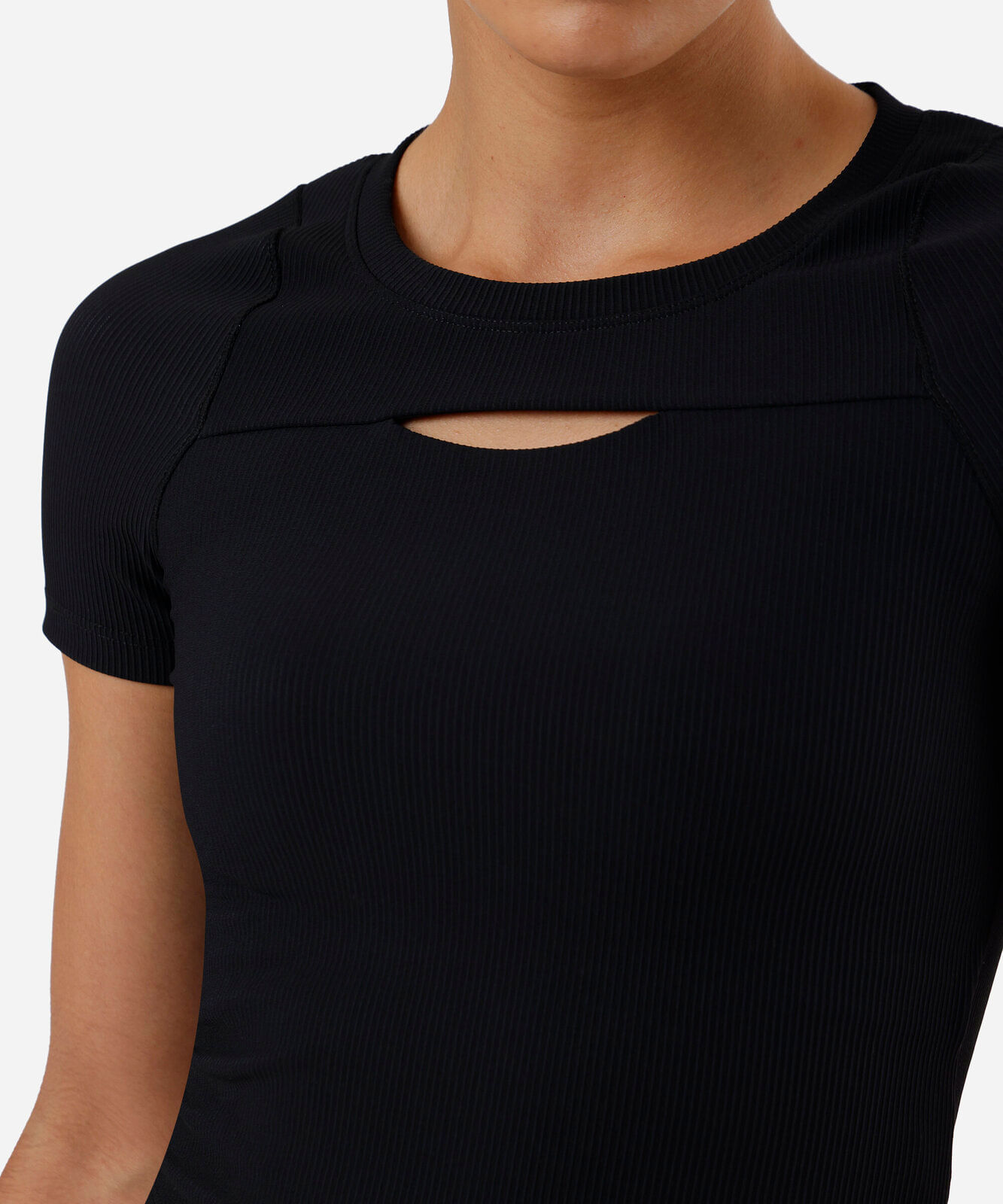 blusa feminina cropped canelada esportiva preta