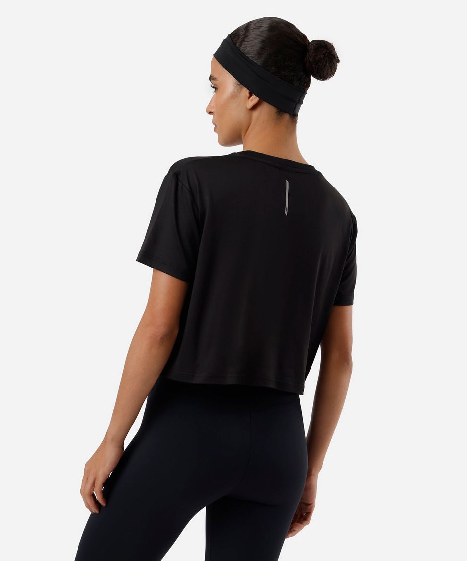 blusa cropped feminina esportiva preta
