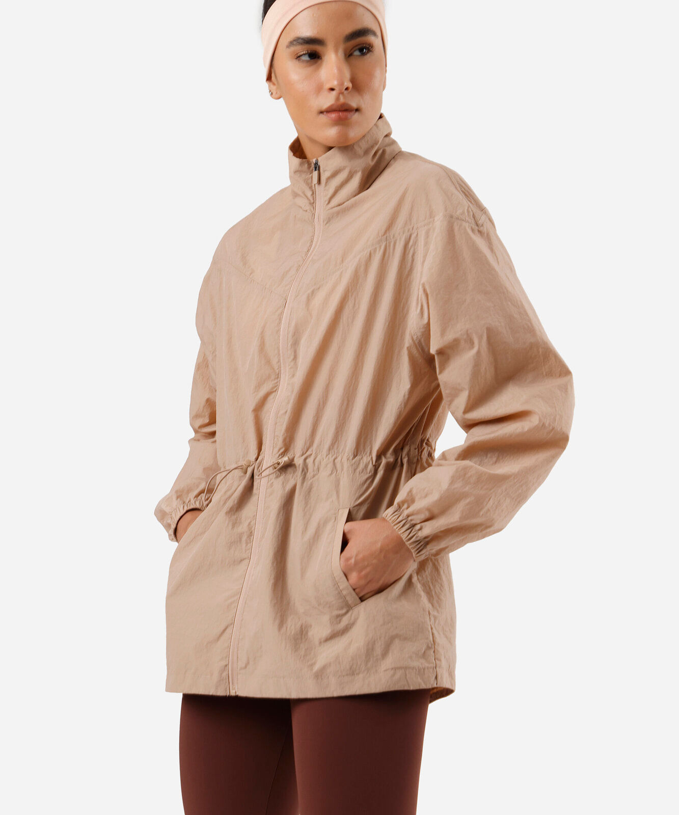 parka feminina esportiva ace texturizada bege
