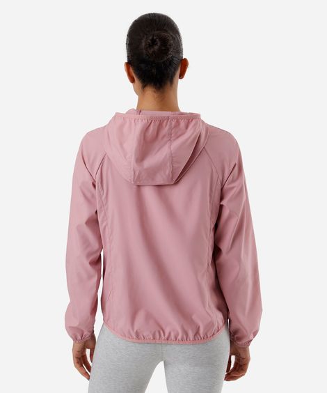 jaqueta feminina corta vento com capuz rosa
