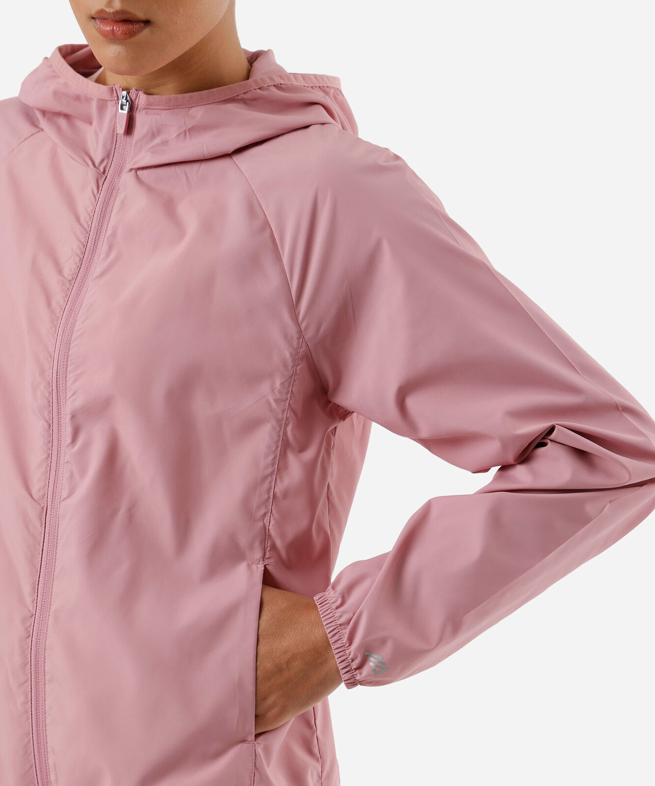 jaqueta feminina corta vento com capuz rosa