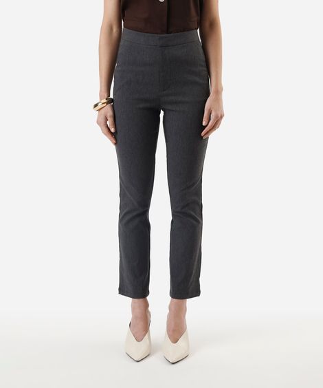 calça skinny feminina cós elástico cinza