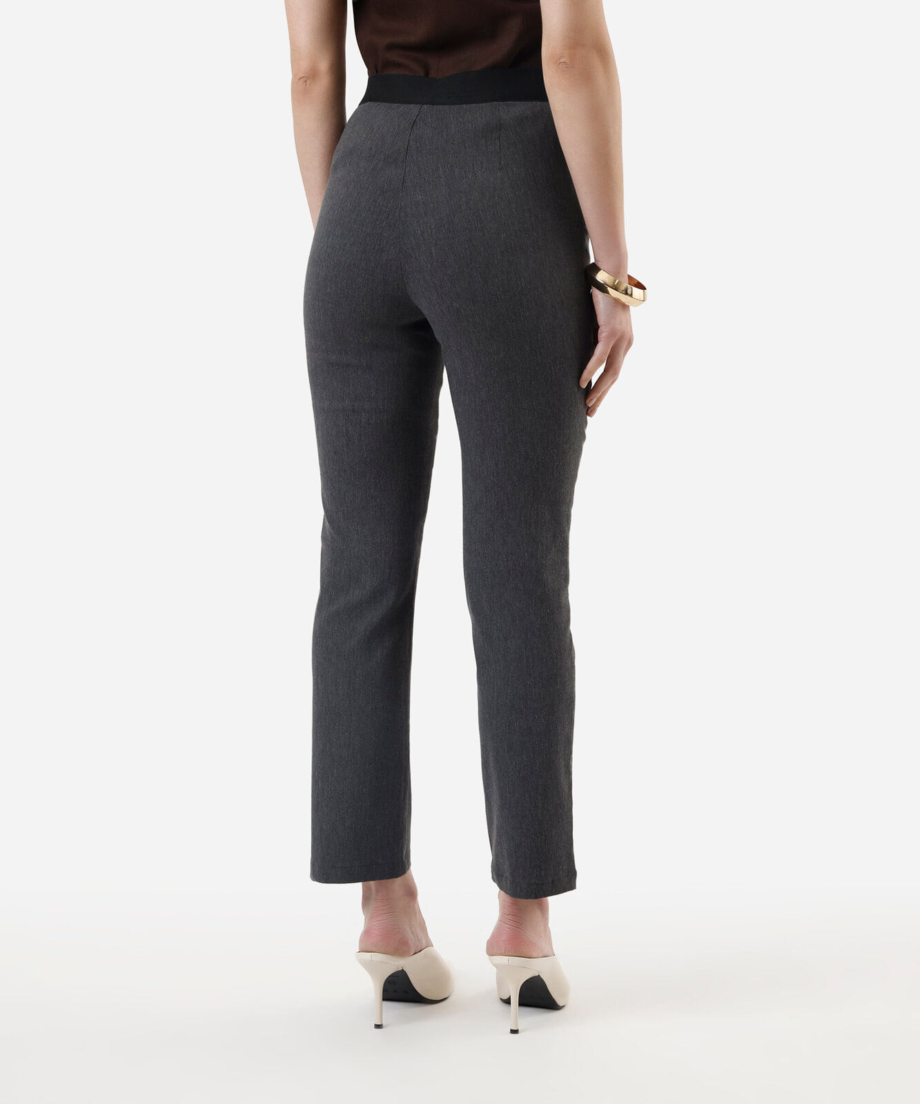 calça skinny feminina cós elástico cinza