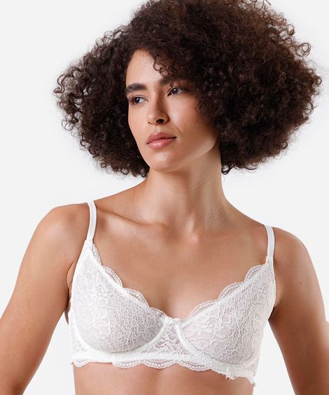 sutiã meia taça básico renda off white