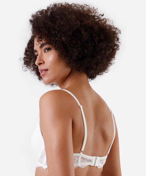 sutiã meia taça feminino de renda floral off white