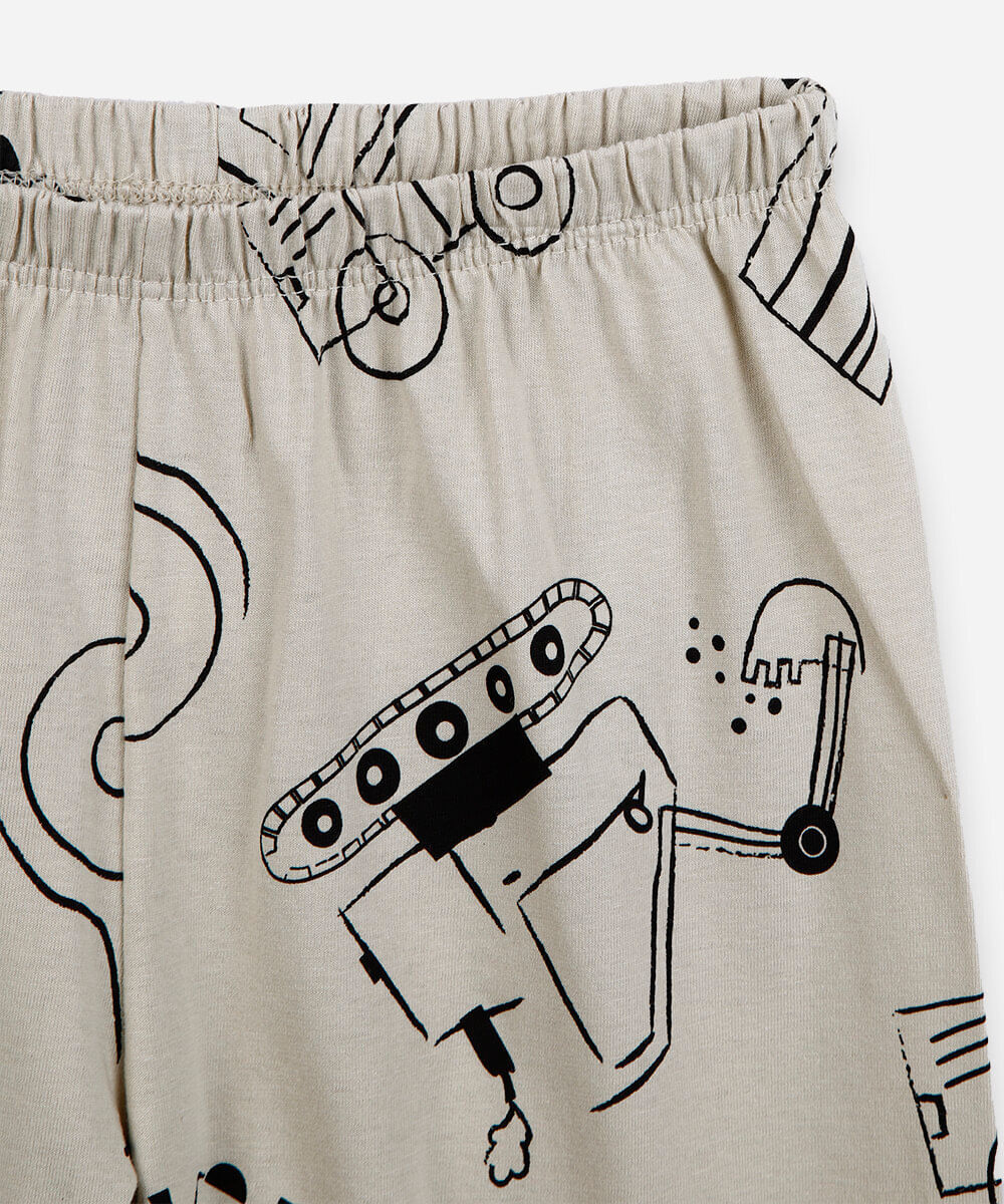 pijama infantil carrinhos outline bege