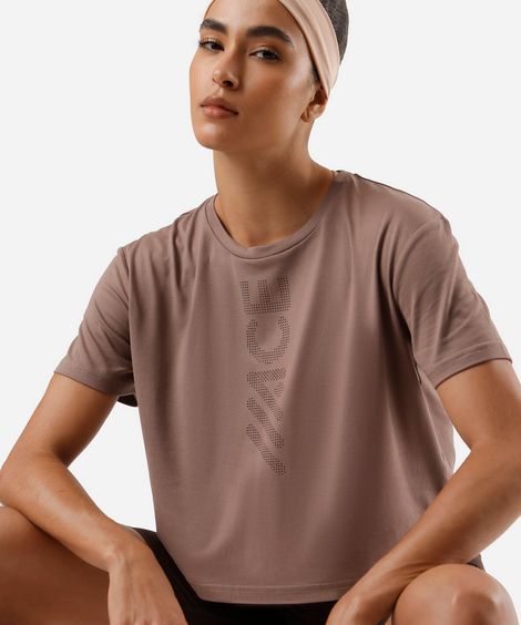 blusa cropped feminina esportiva ace marrom