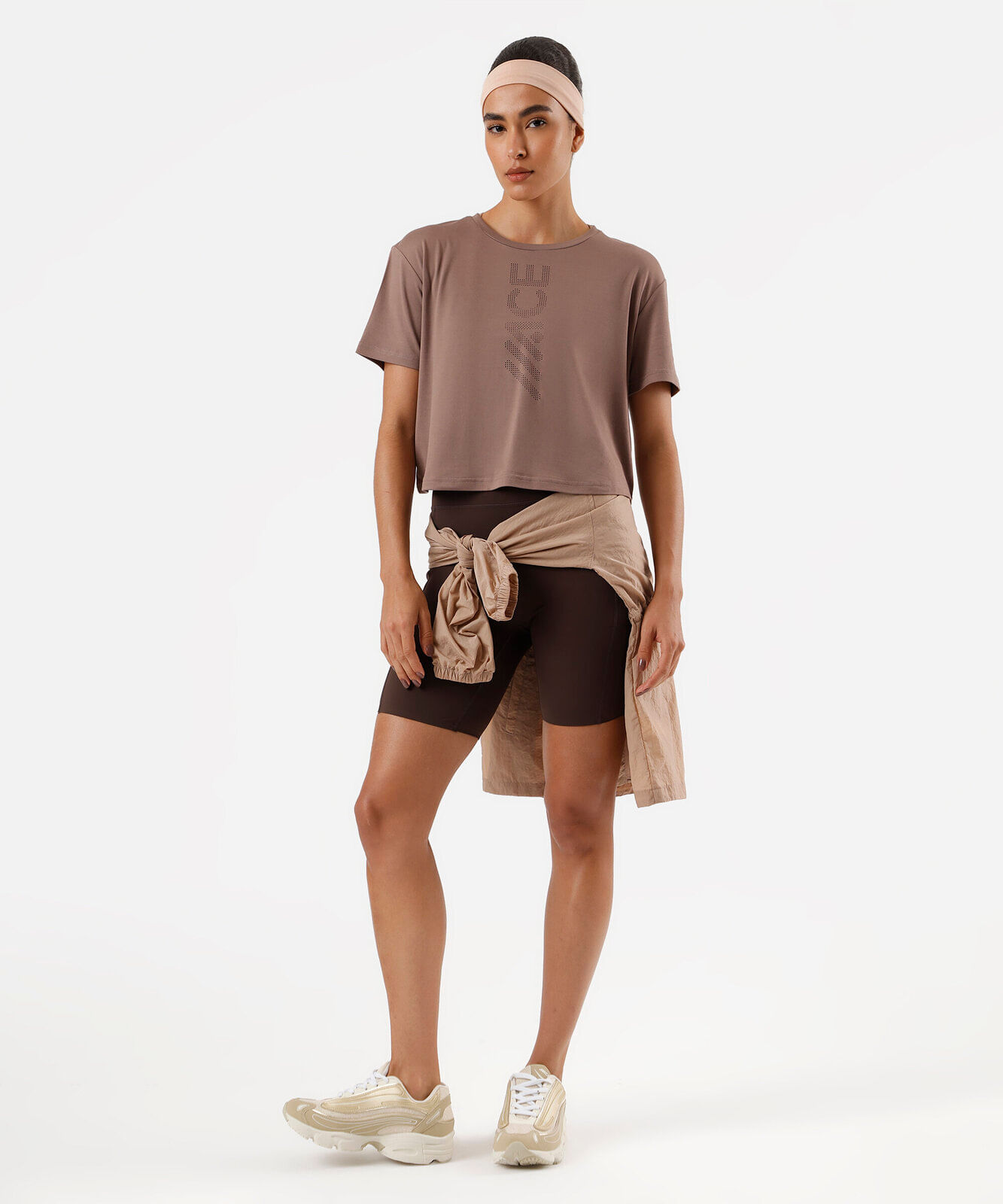 blusa cropped feminina esportiva marrom