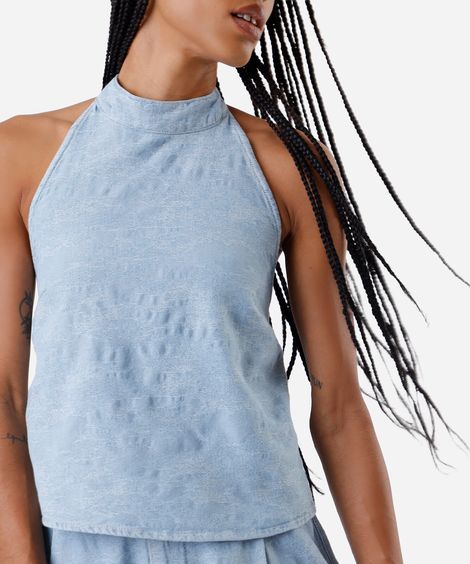 blusa frente única feminina jeans azul