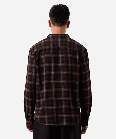 camisa manga longa flanela xadrez preta