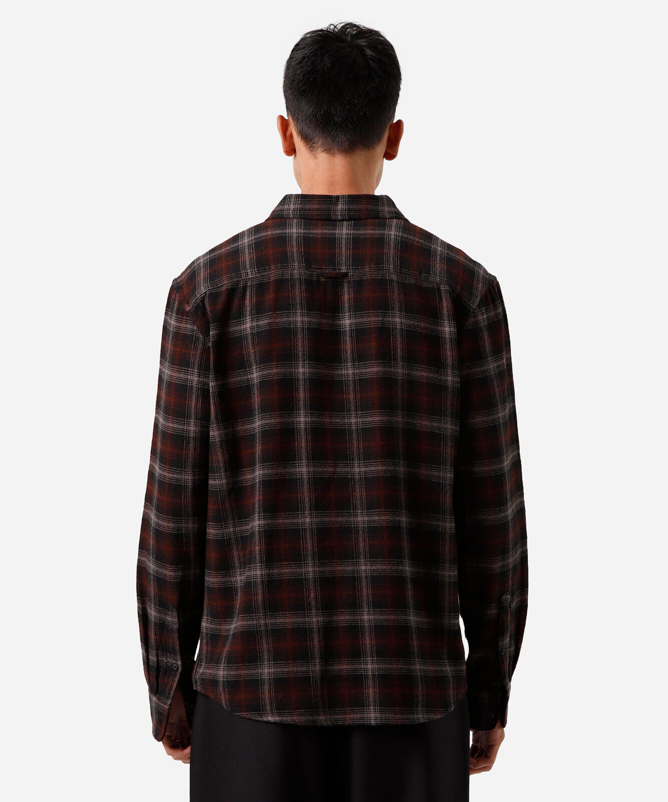 camisa manga longa flanela xadrez preta