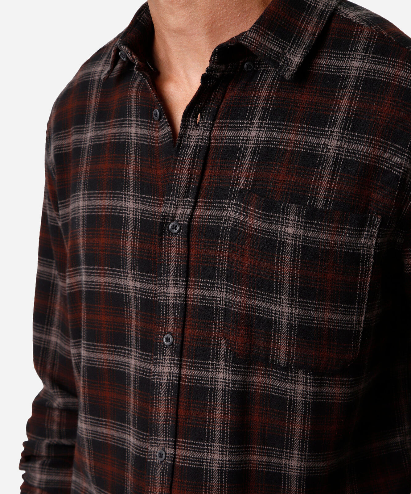 camisa manga longa flanela xadrez preta