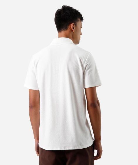 polo masculina de algodão manga curta off white