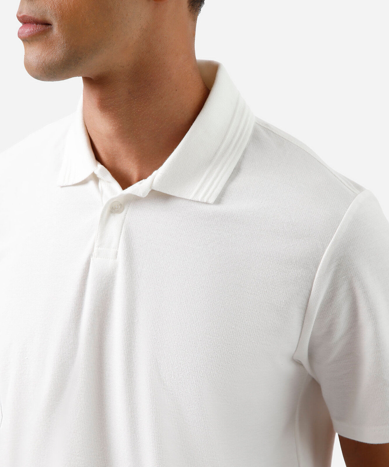 polo masculina de algodão manga curta off white