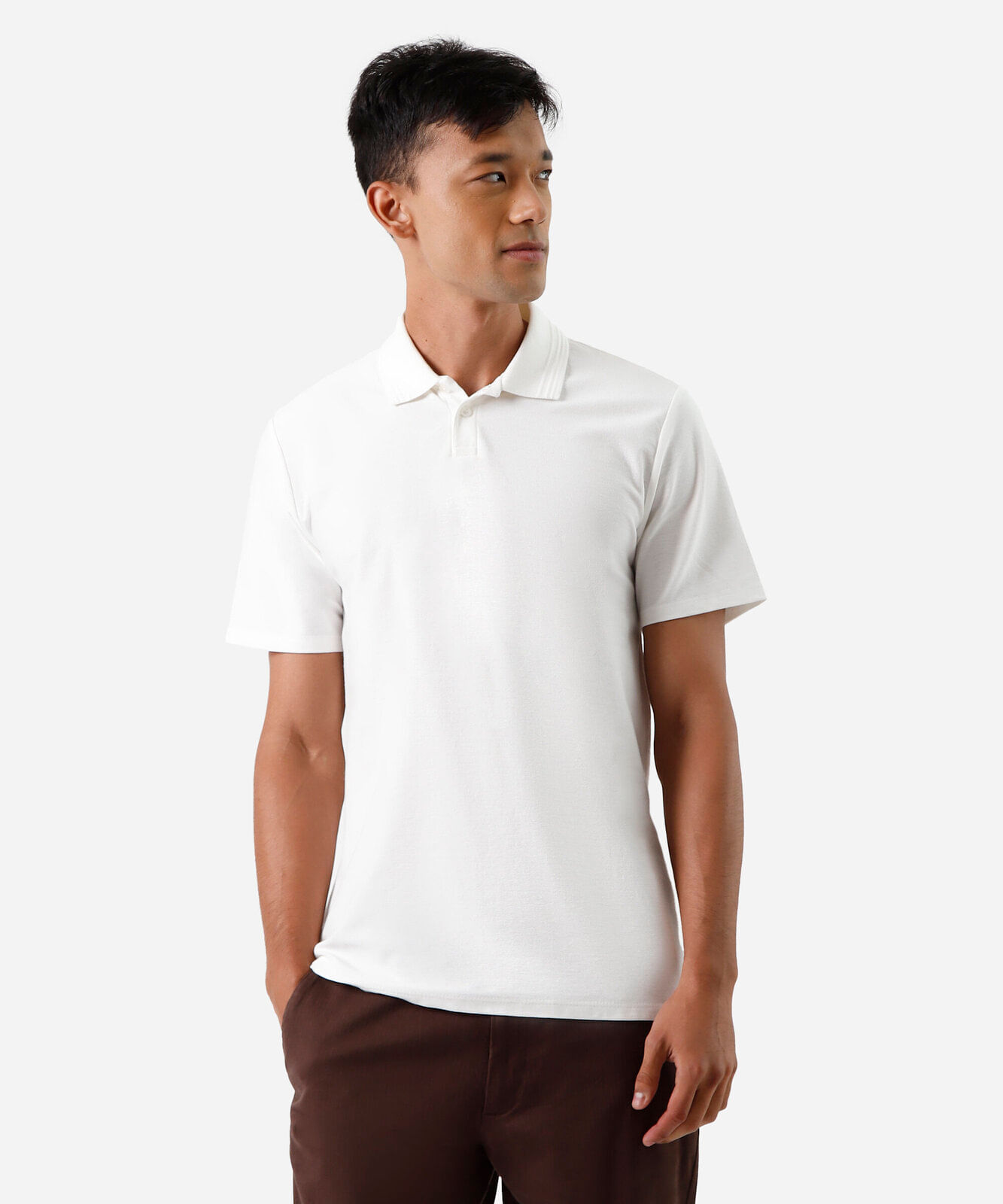 polo masculina de algodão manga curta off white