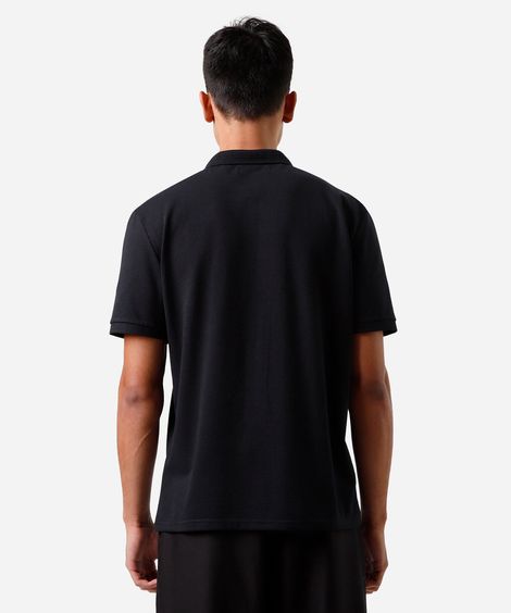 polo masculina manga curta texturizada preta