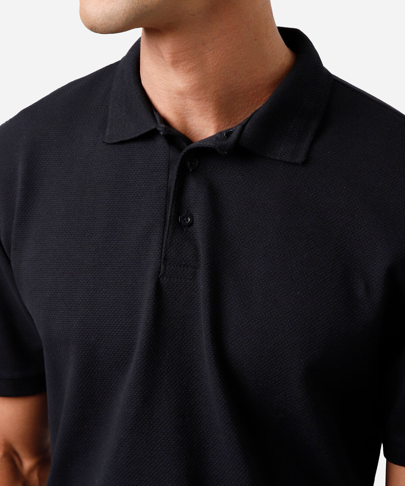 polo masculina manga curta texturizada preta