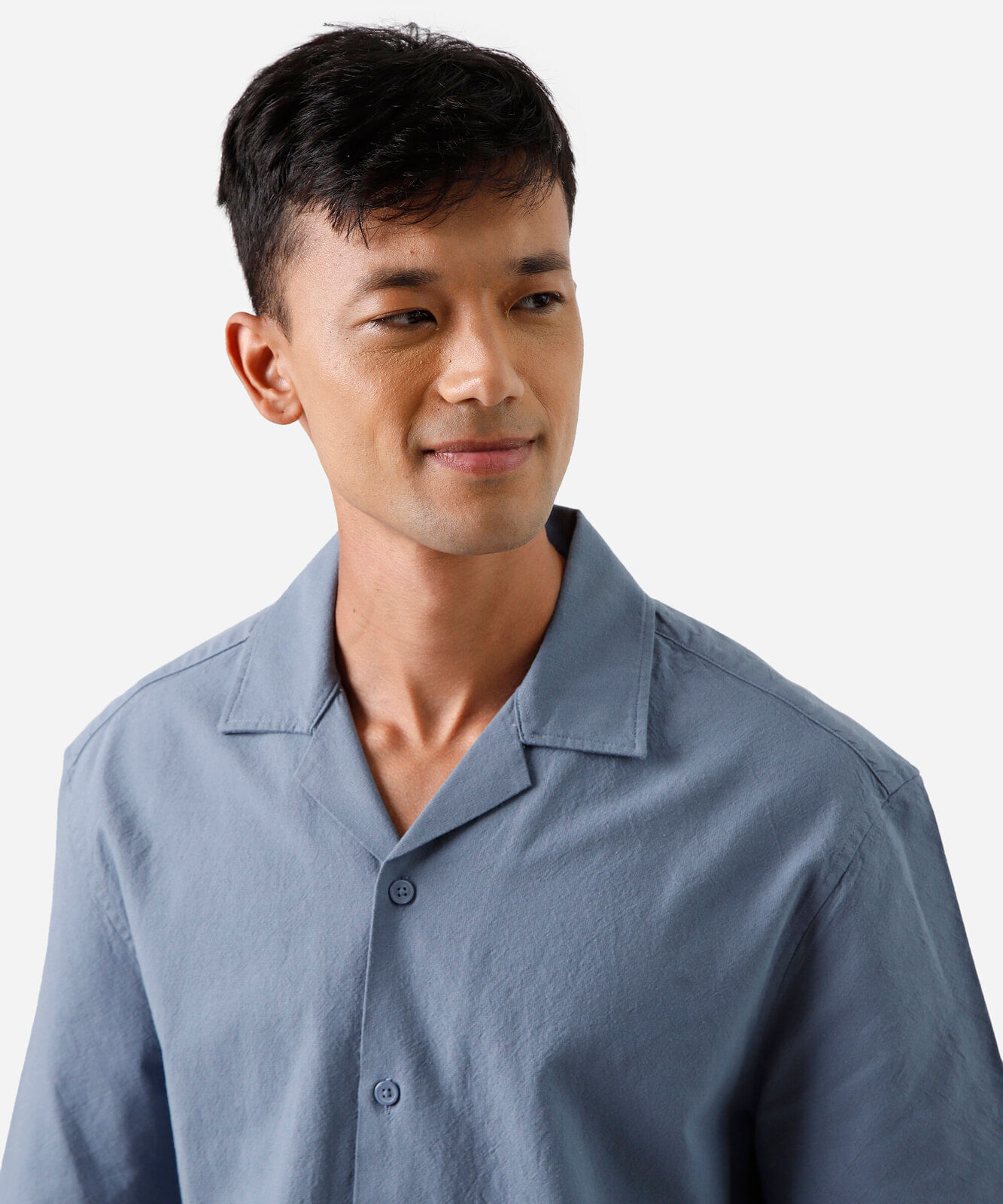 camisa masculina de algodão com mangas curtas azul
