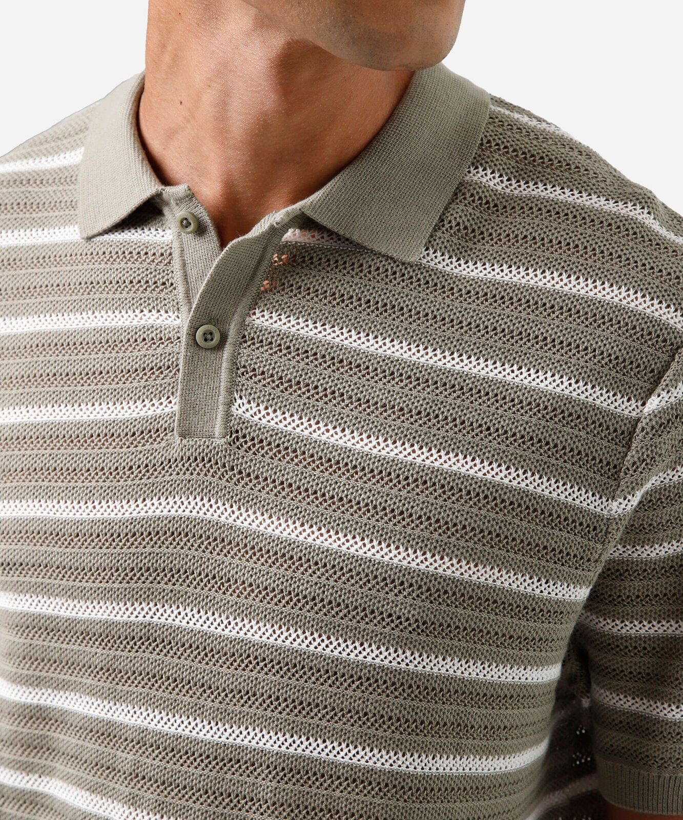 polo masculina de tricot manga curta listrada verde