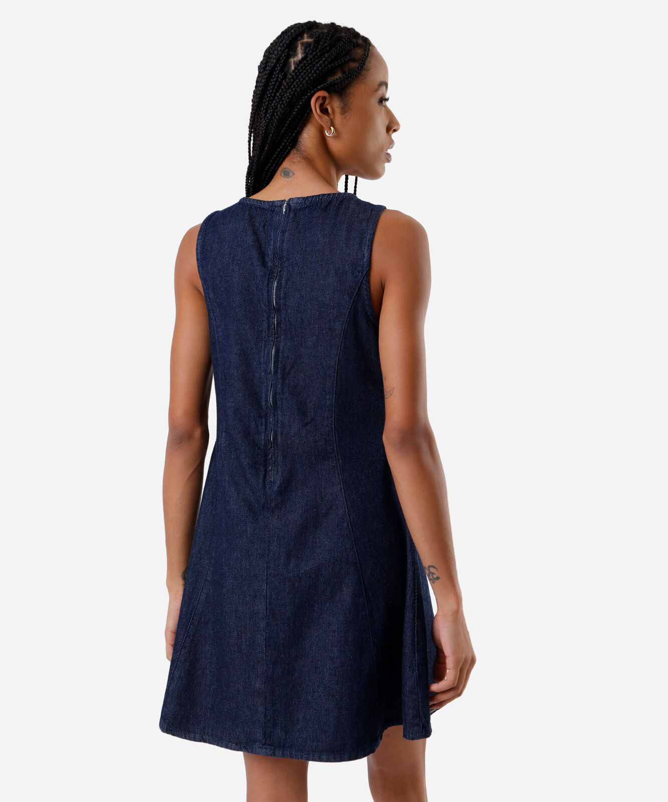 vestido curto feminino jeans com recortes azul