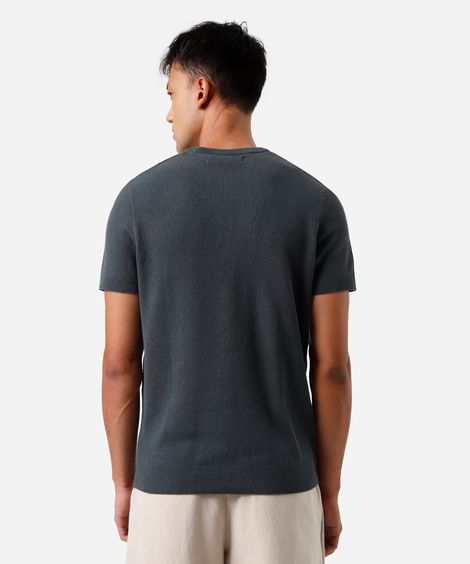 camiseta masculina de tricot manga curta verde