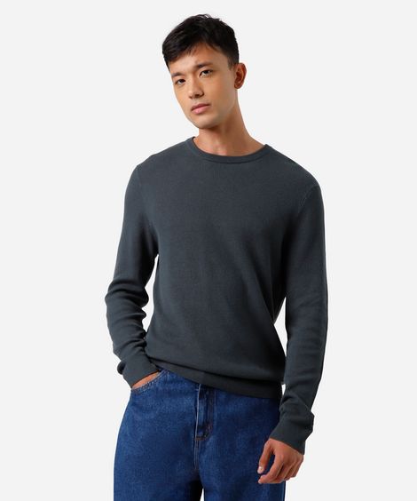 suéter masculino de tricot texturizado verde