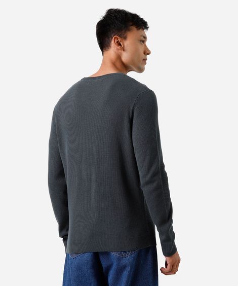 suéter masculino de tricot texturizado verde