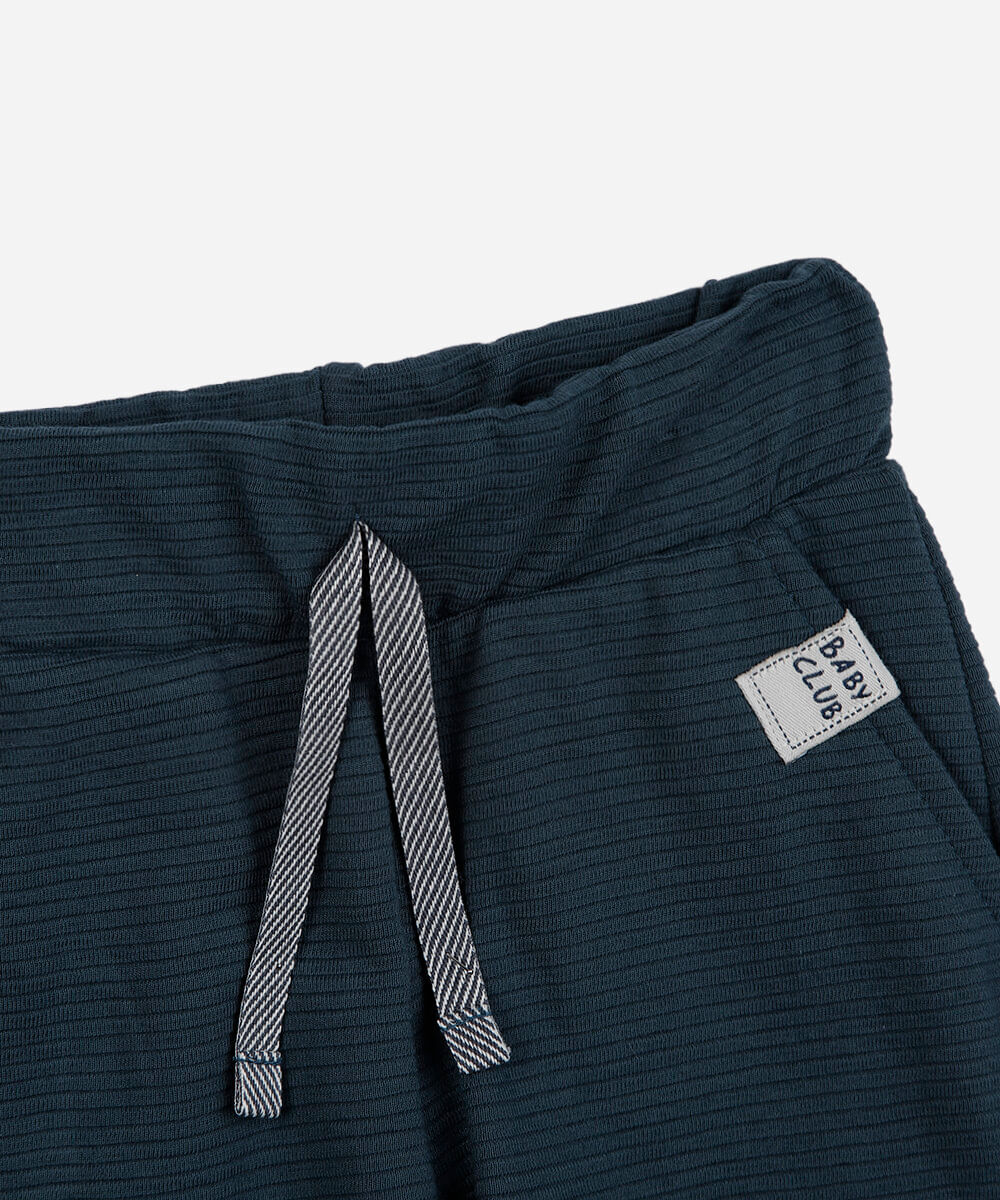 conjunto de moletom infantil canelado com capuz azul