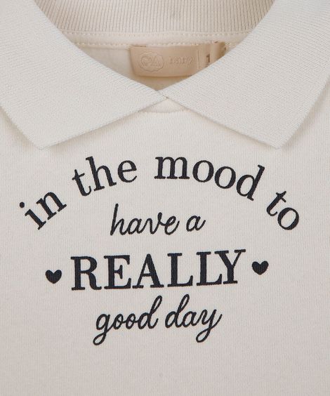 vestido infantil de moletom polo e saia plissada off white