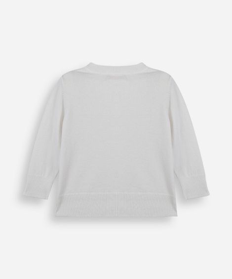 cardigan infantil de tricot com lacinhos off white