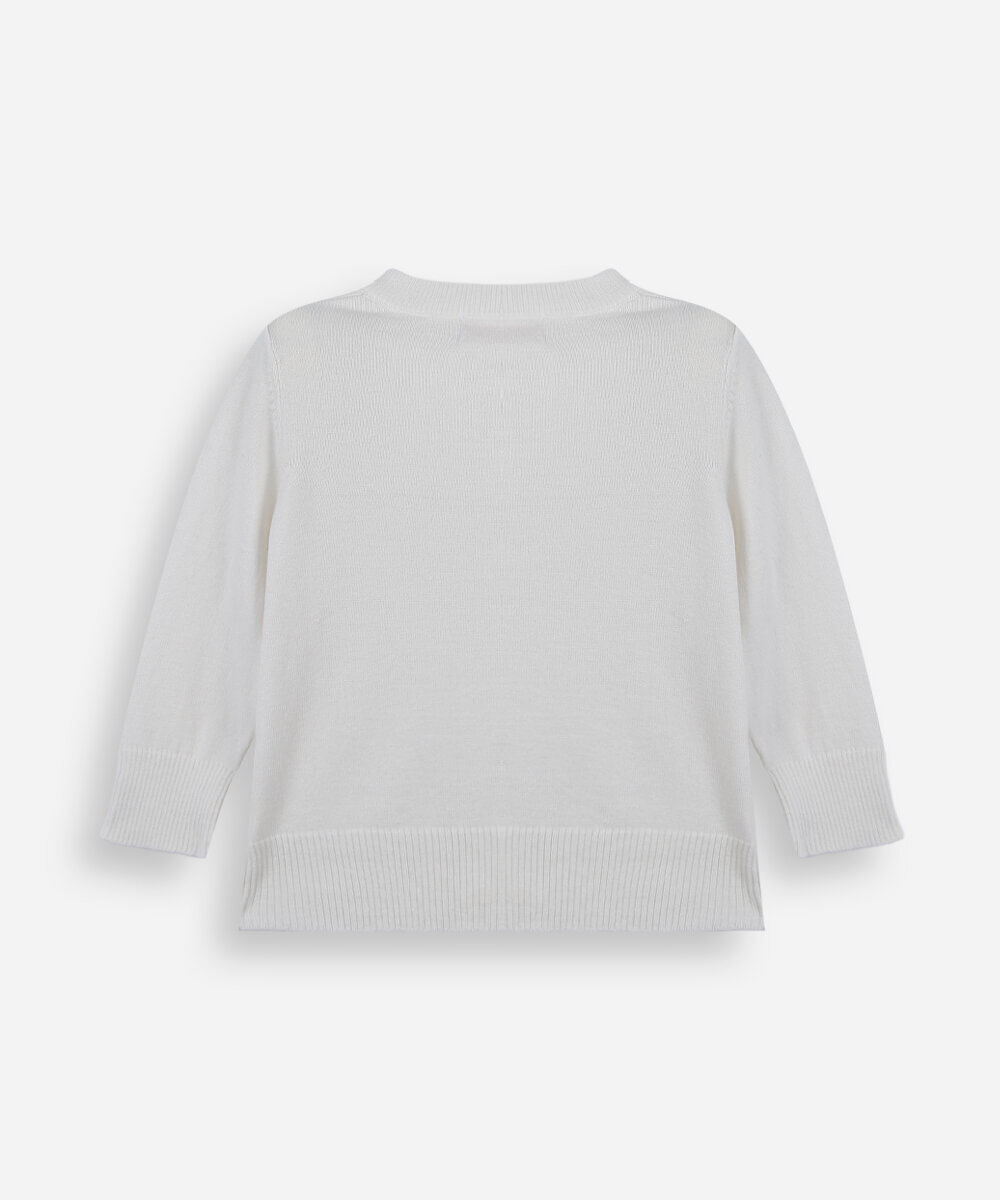 cardigan infantil de tricot com lacinhos off white