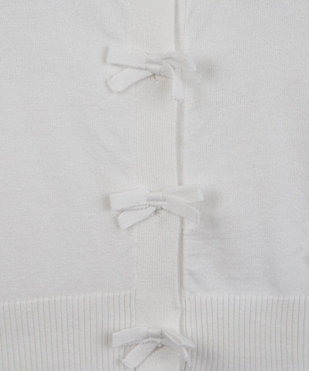 cardigan infantil de tricot com lacinhos off white