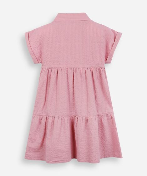 vestido midi infantil texturizado rosa