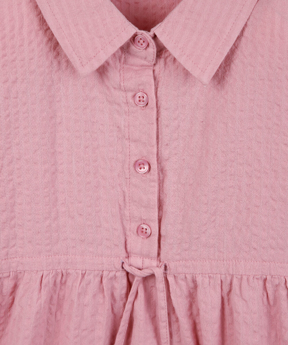 vestido midi infantil texturizado rosa