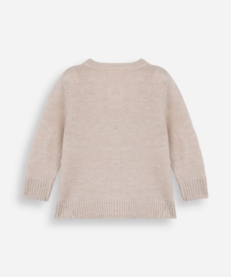 cardigan infantil de tricot com laços bege