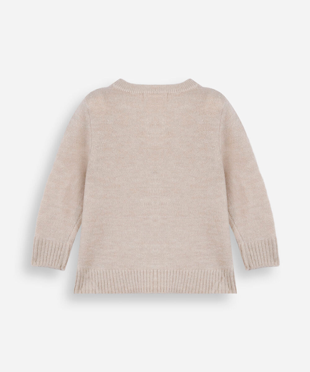 cardigan infantil de tricot com laços bege