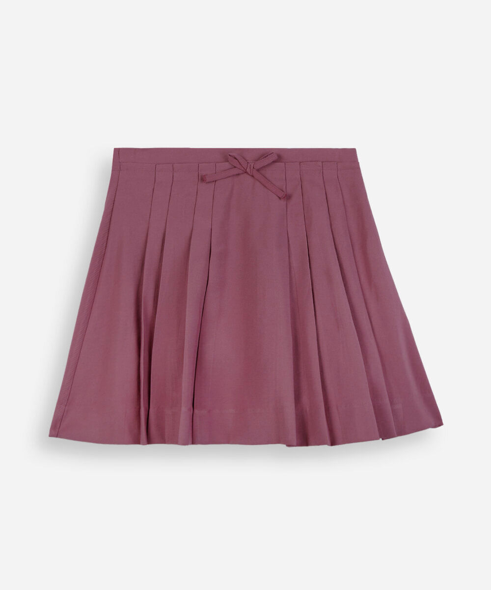 saia infantil plissada de viscose com lacinho roxa